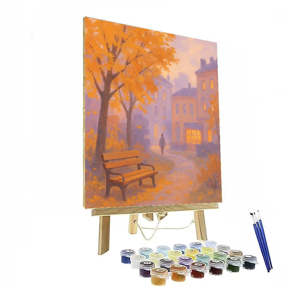 Park Bench Under Maple Glow paint by numbers