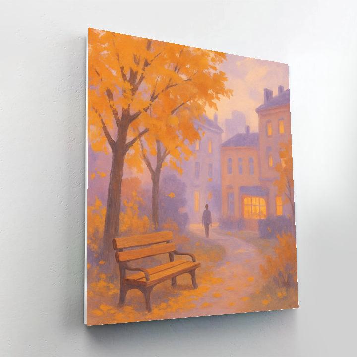 Park Bench Under Maple Glow paint by numbers