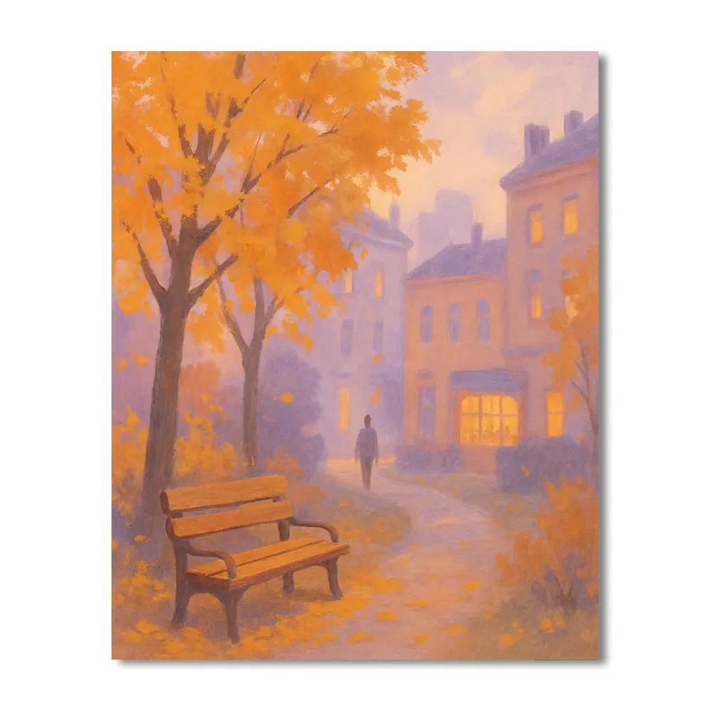 Park Bench Under Maple Glow paint by numbers