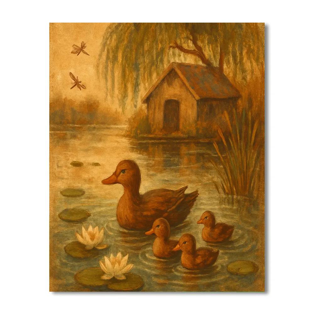 Ducks At The Tea Lily Pond Paint by numbers kits