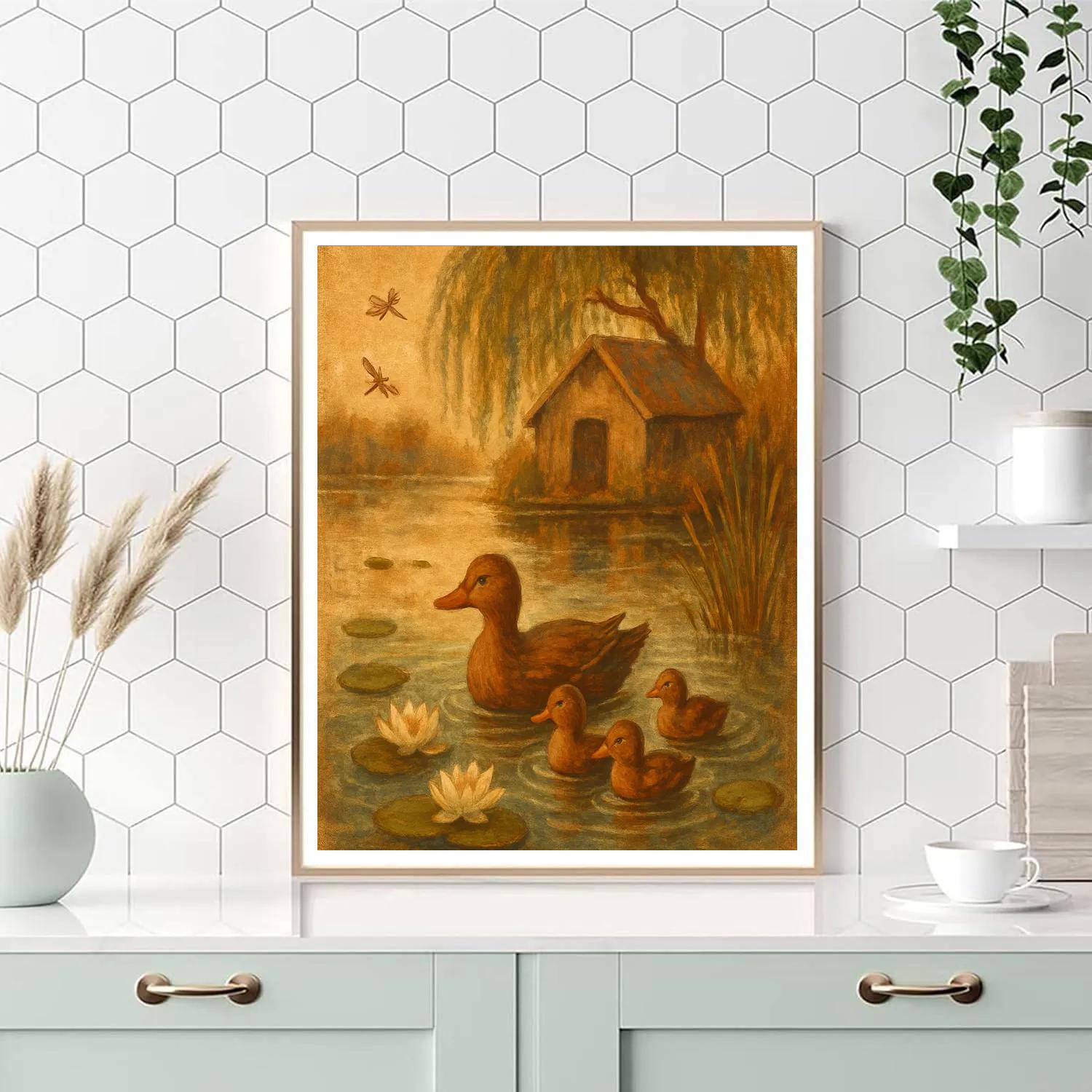 Ducks At The Tea Lily Pond Paint by numbers kits