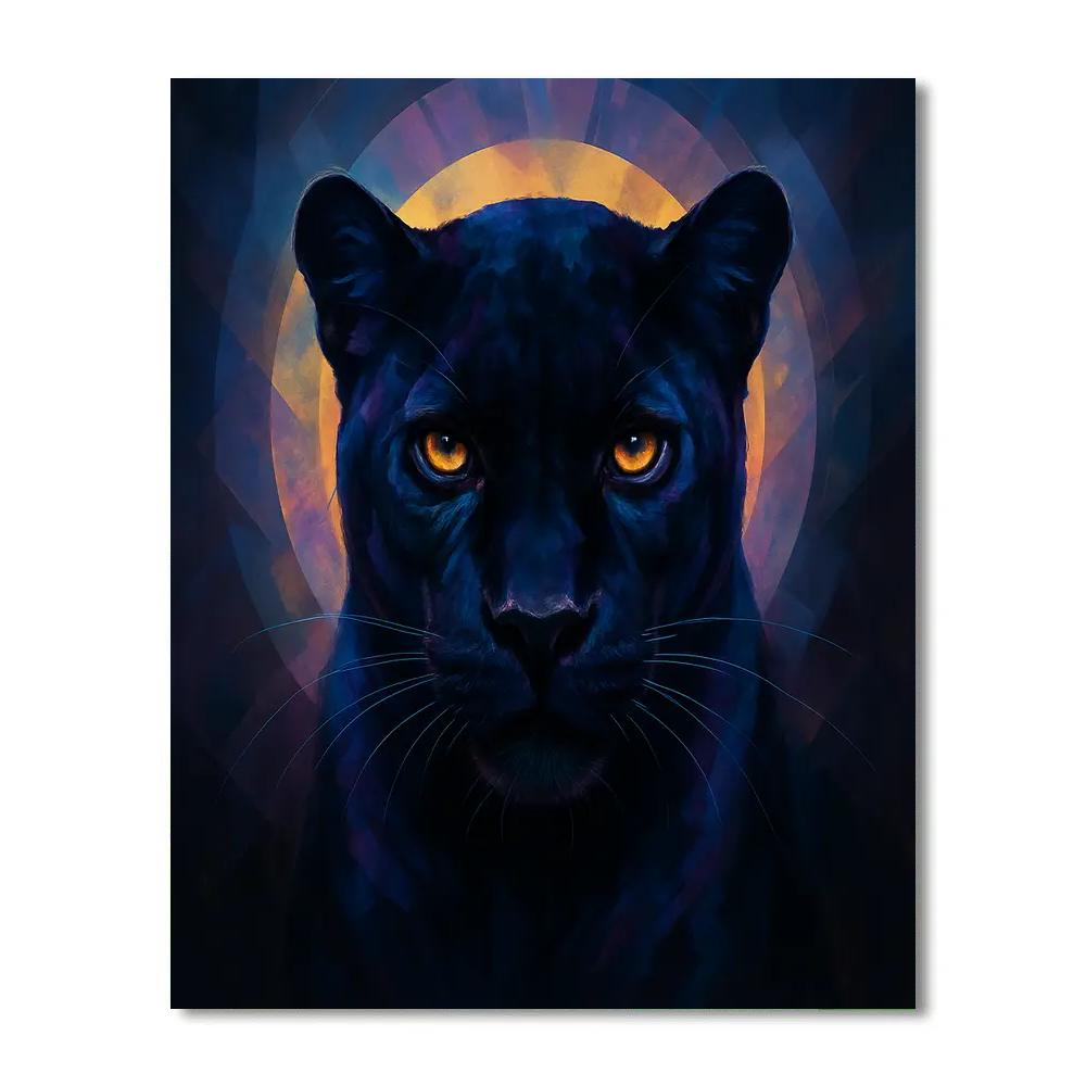 Midnight Panther Halo Number painting