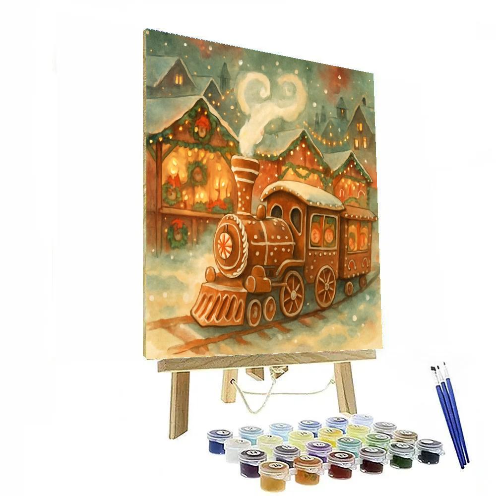 Gingerbread Train Market Painting by numbers kit