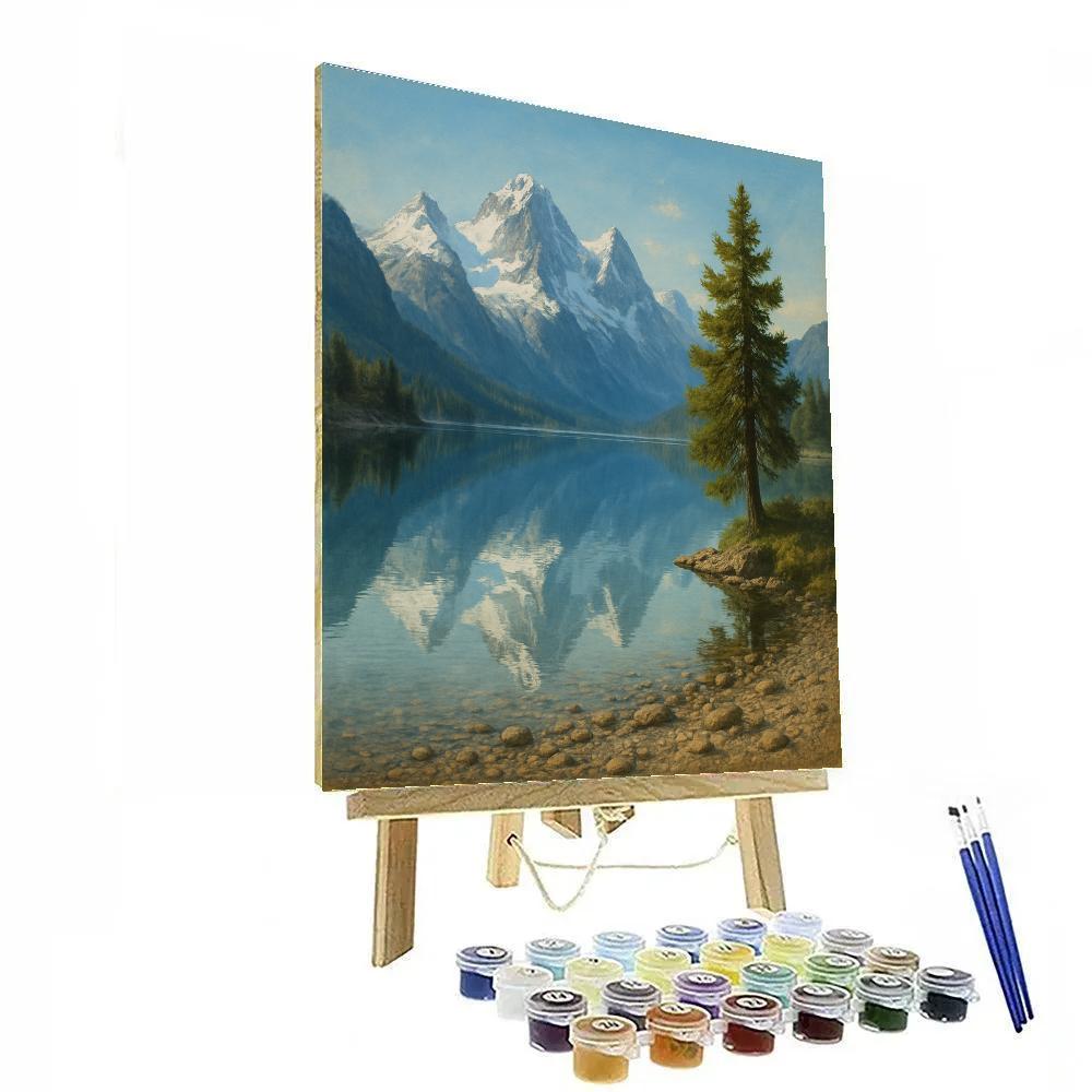 Silent Mountain Lake Mirror paint by numbers