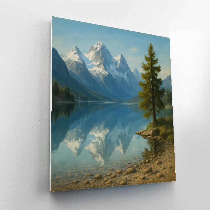 Silent Mountain Lake Mirror paint by numbers