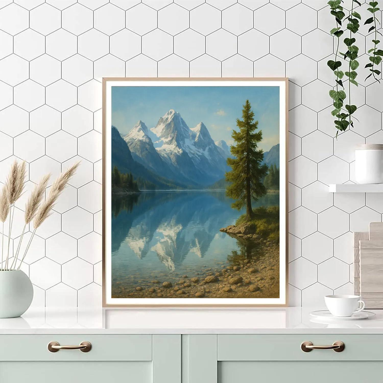 Silent Mountain Lake Mirror paint by numbers