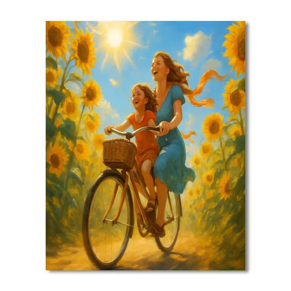 Biking Through Sunflower Fields Painting by numbers kit