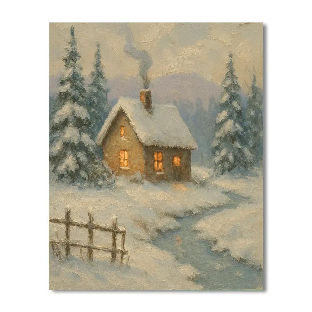Cottage Smoke Over Pines painting number kit