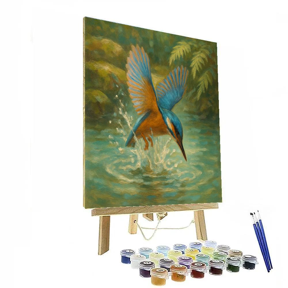 Kingfisher And The Sunlit Brook painting number kit