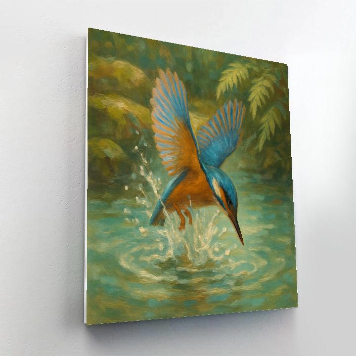 Kingfisher And The Sunlit Brook painting number kit
