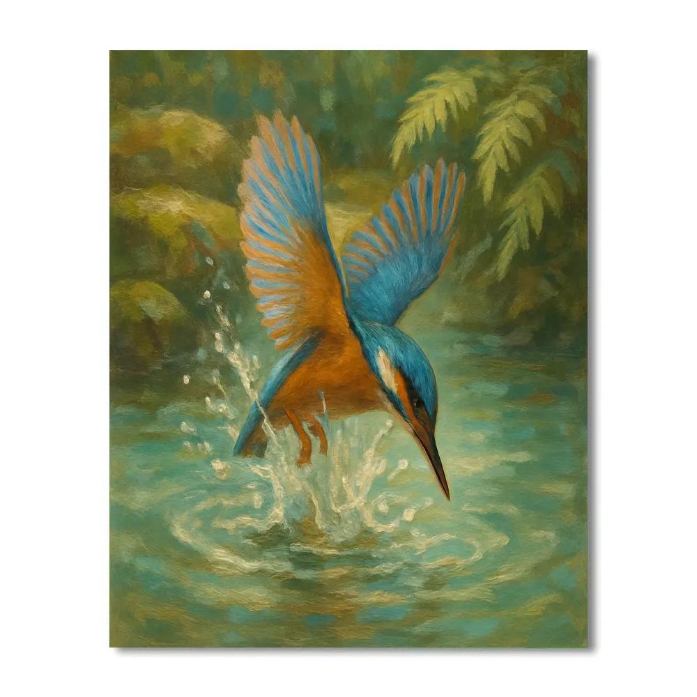 Kingfisher And The Sunlit Brook painting number kit