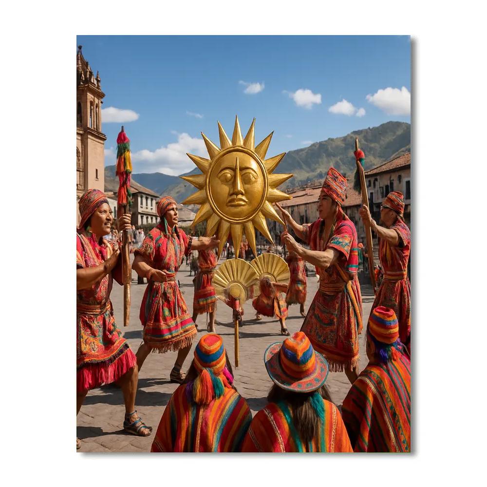 Inti Raymi Festival In Cusco paint by color