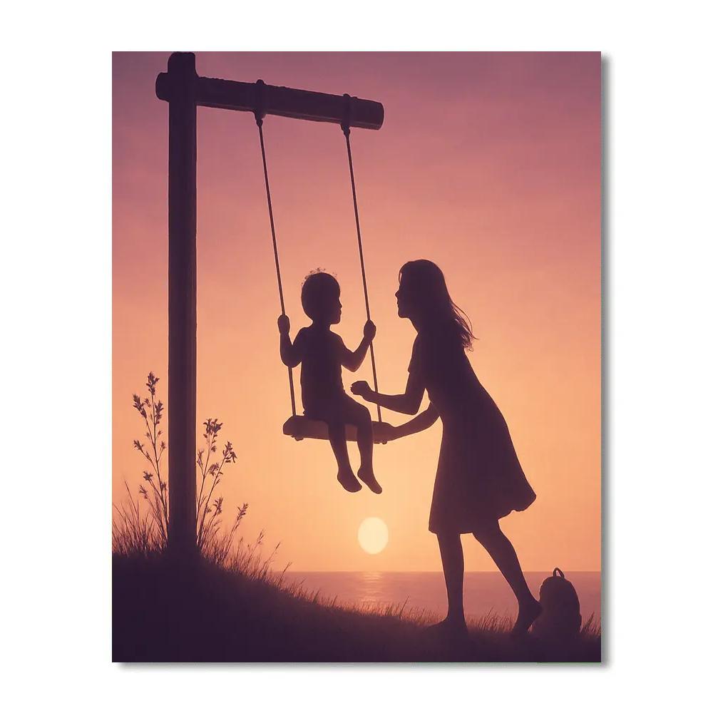 Sunset Silhouette Swing paint by color