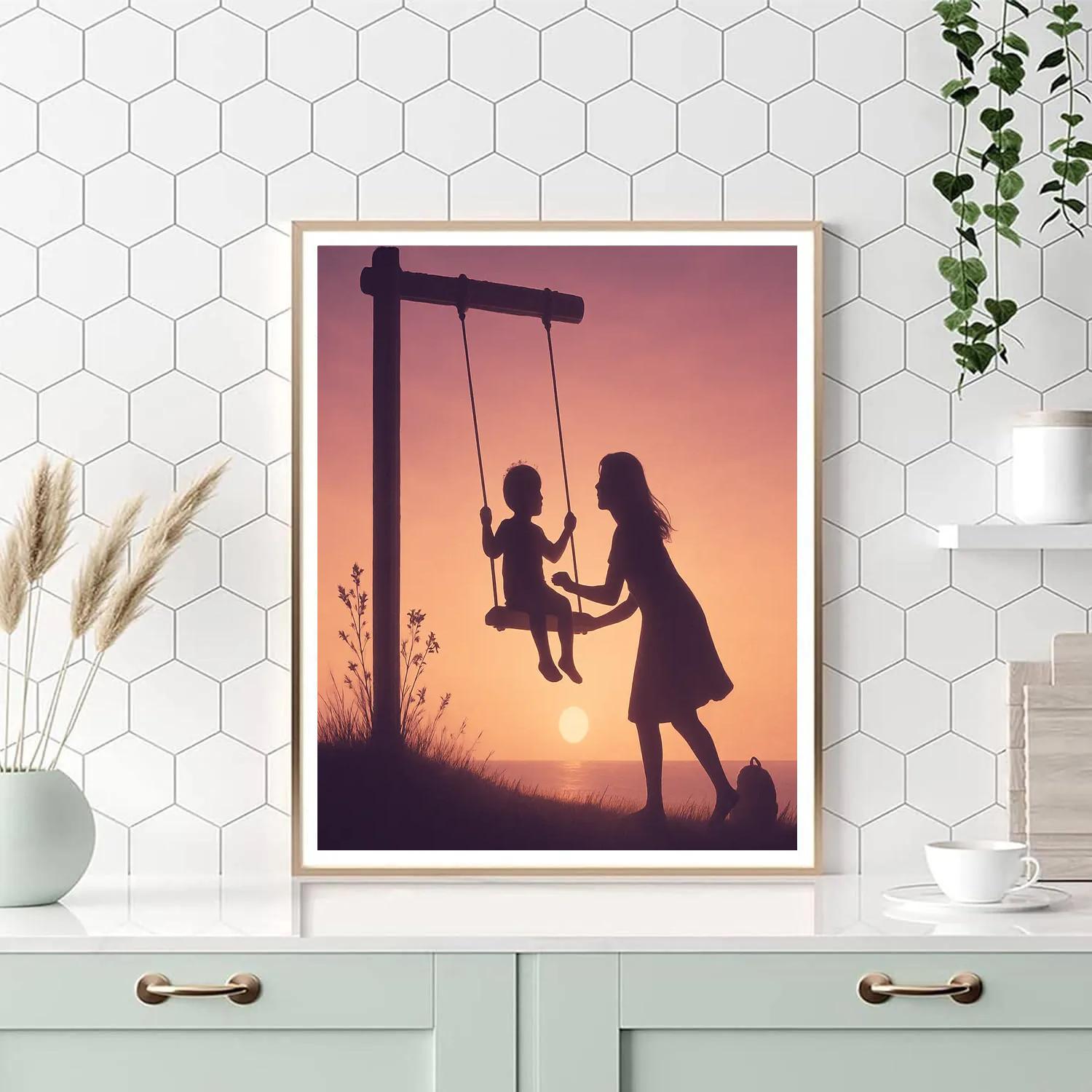 Sunset Silhouette Swing paint by color