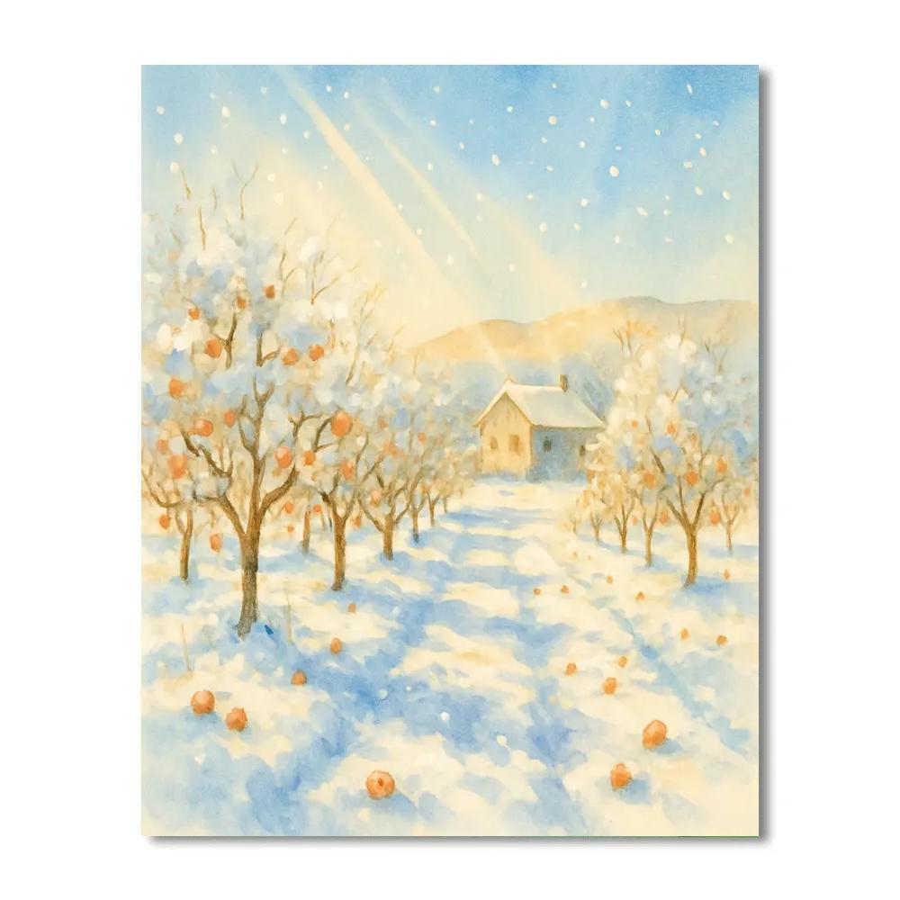 Sunlit Orchard Snowfall Numbered painting kits