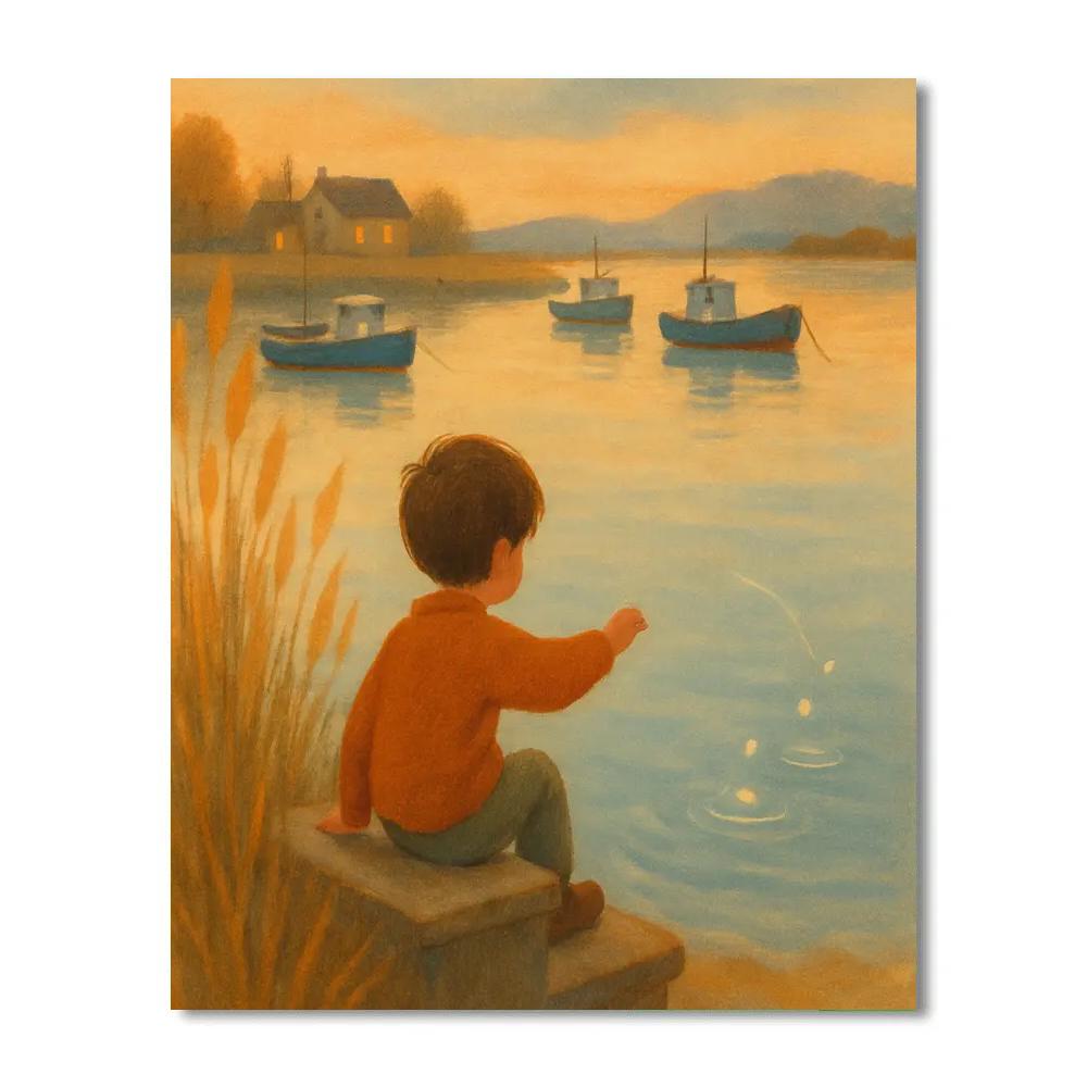 Golden Reed Harbor Painting by numbers kit