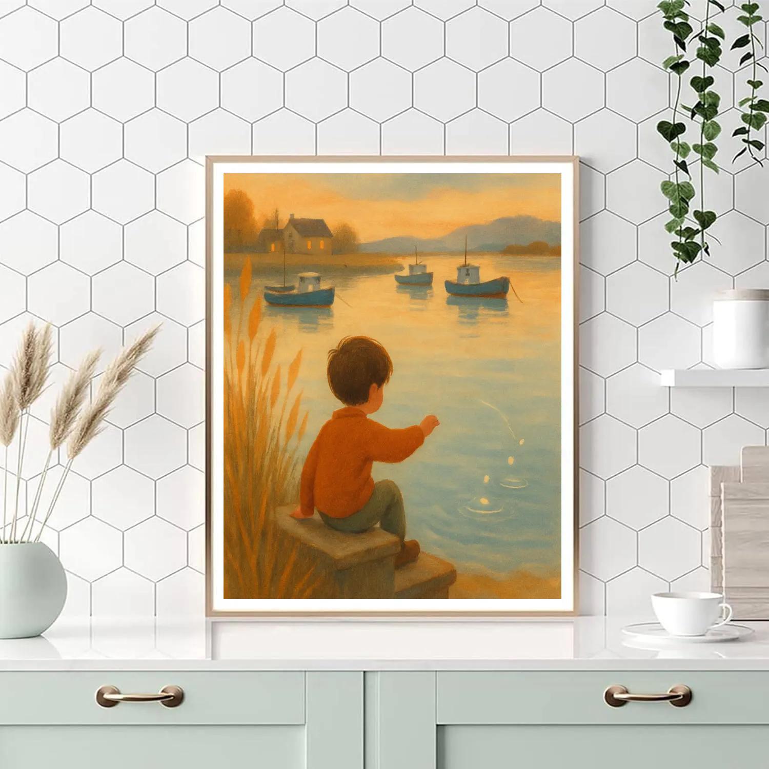 Golden Reed Harbor Painting by numbers kit