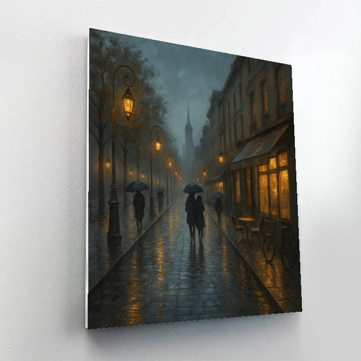 Paris Rain Streetlights DIY paint by numbers
