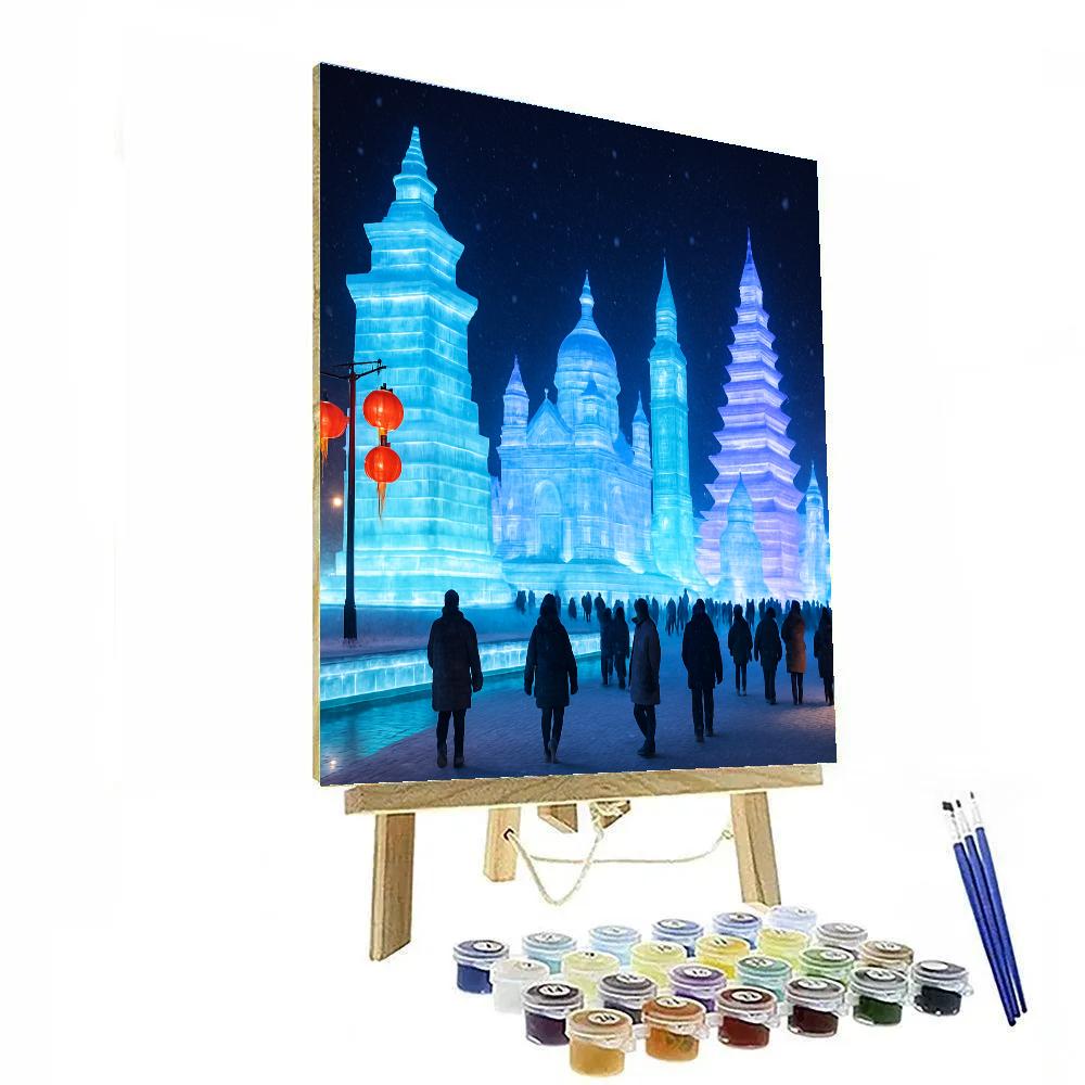 Harbin Ice Festival Night Scene painting number kit