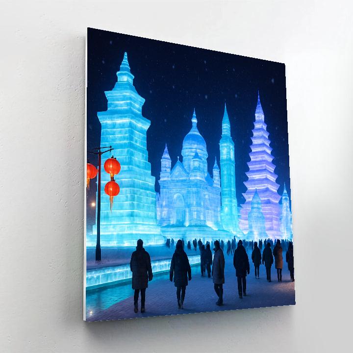 Harbin Ice Festival Night Scene painting number kit