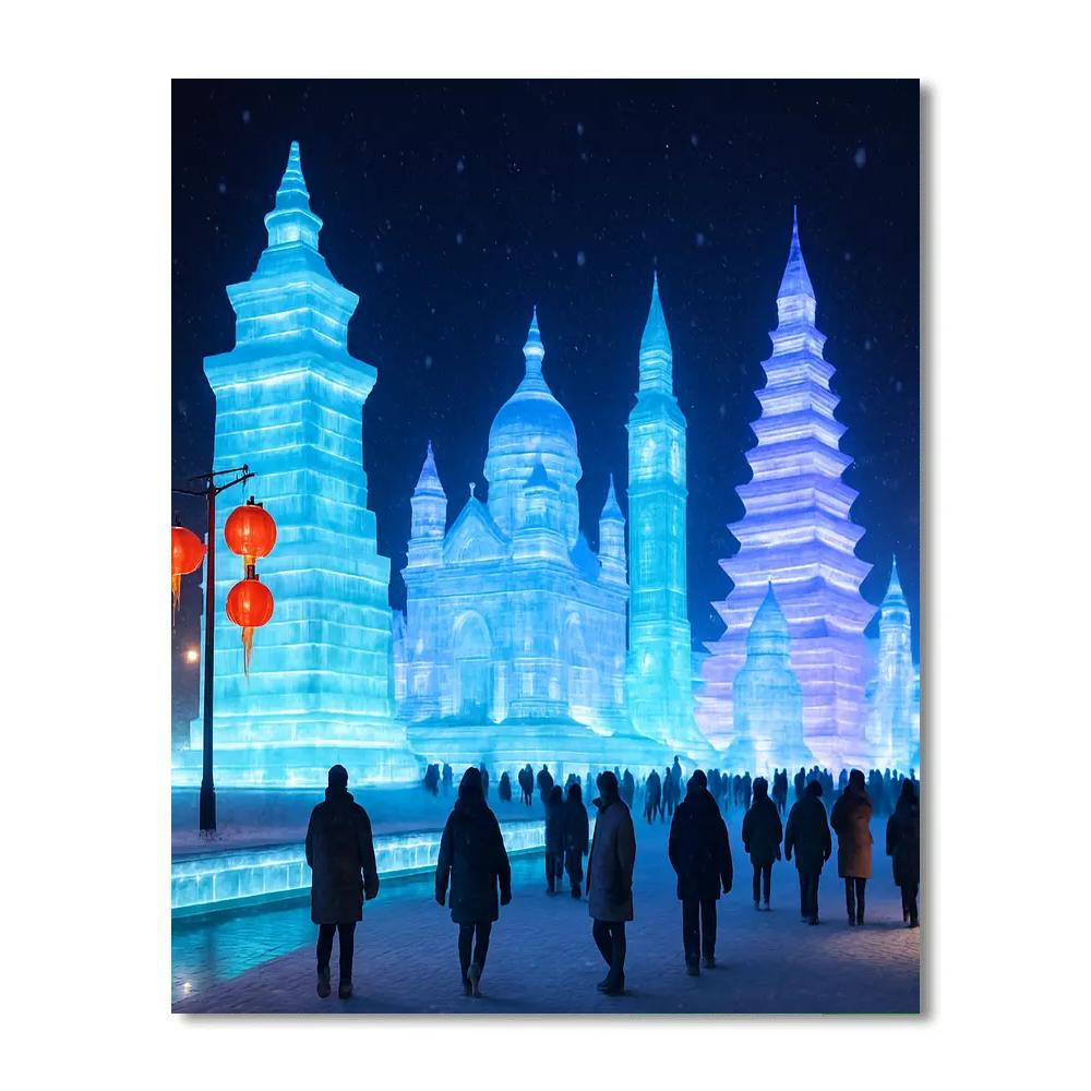 Harbin Ice Festival Night Scene painting number kit