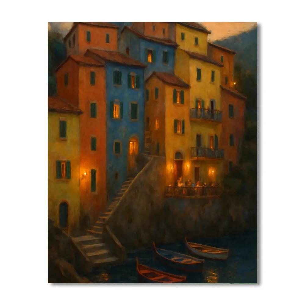 Italy Coastal Twilight Number painting