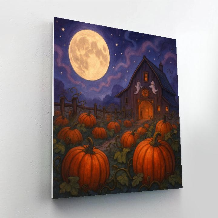 Moonlit Pumpkin Hollow paint by number