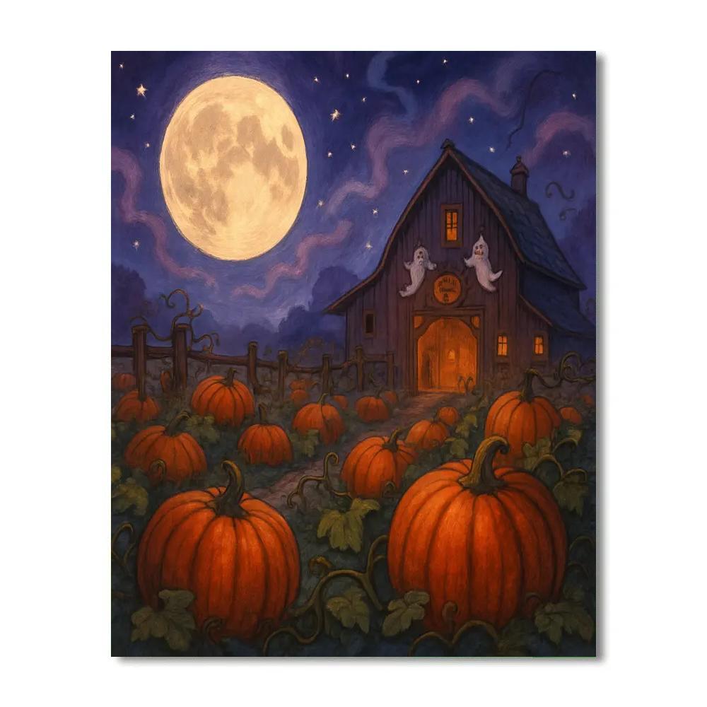 Moonlit Pumpkin Hollow paint by number