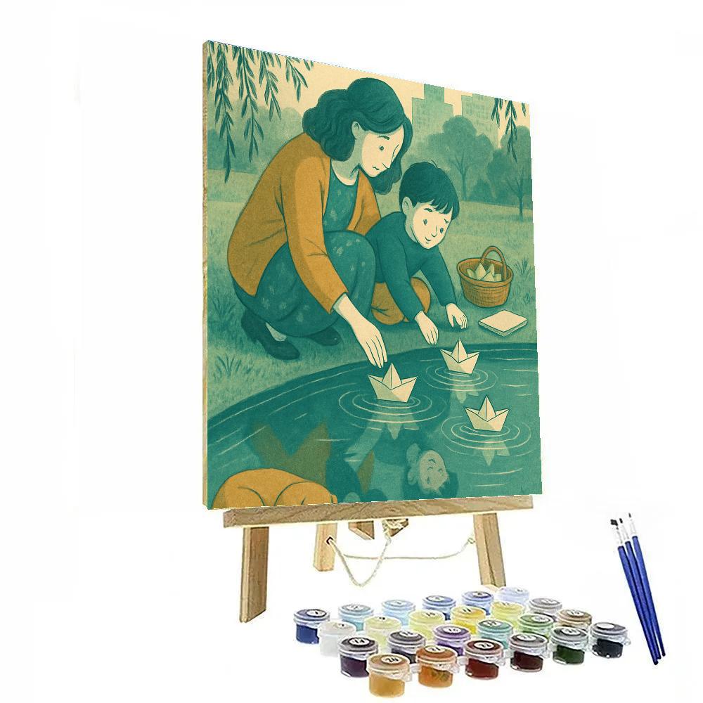 Pond Skimming With Paper Boats Paint by numbers kits