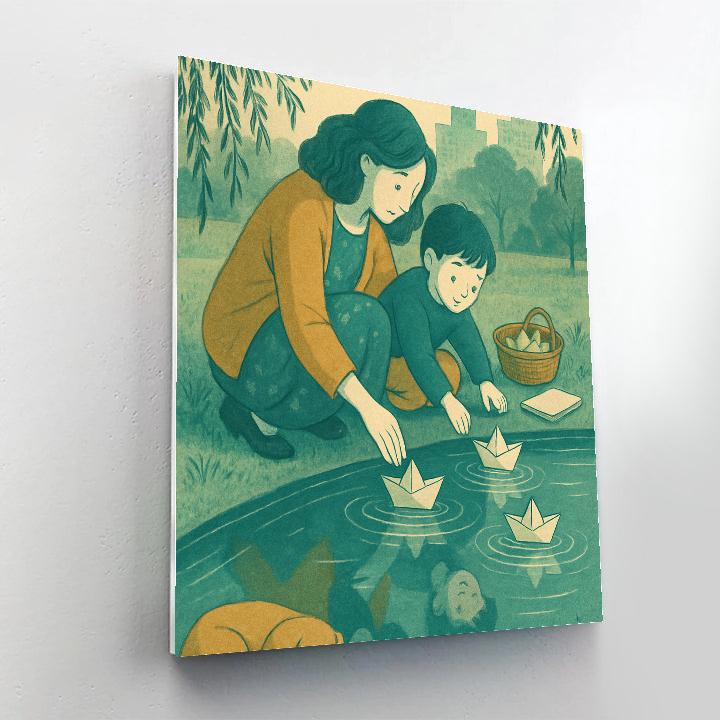 Pond Skimming With Paper Boats Paint by numbers kits