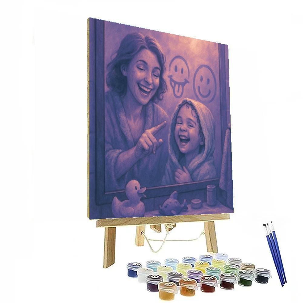 Pajama Drawing On The Bathroom Mirror painting number kit