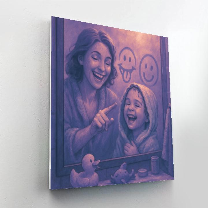 Pajama Drawing On The Bathroom Mirror painting number kit