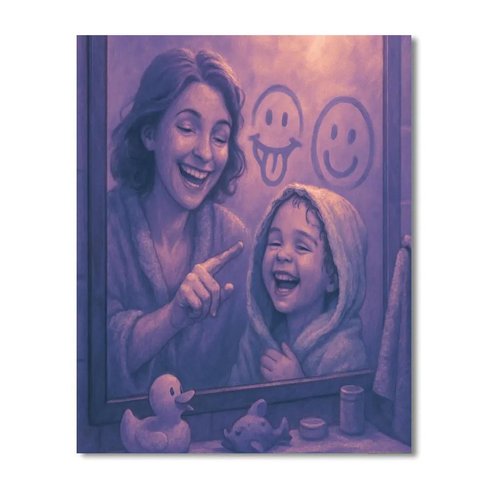 Pajama Drawing On The Bathroom Mirror painting number kit