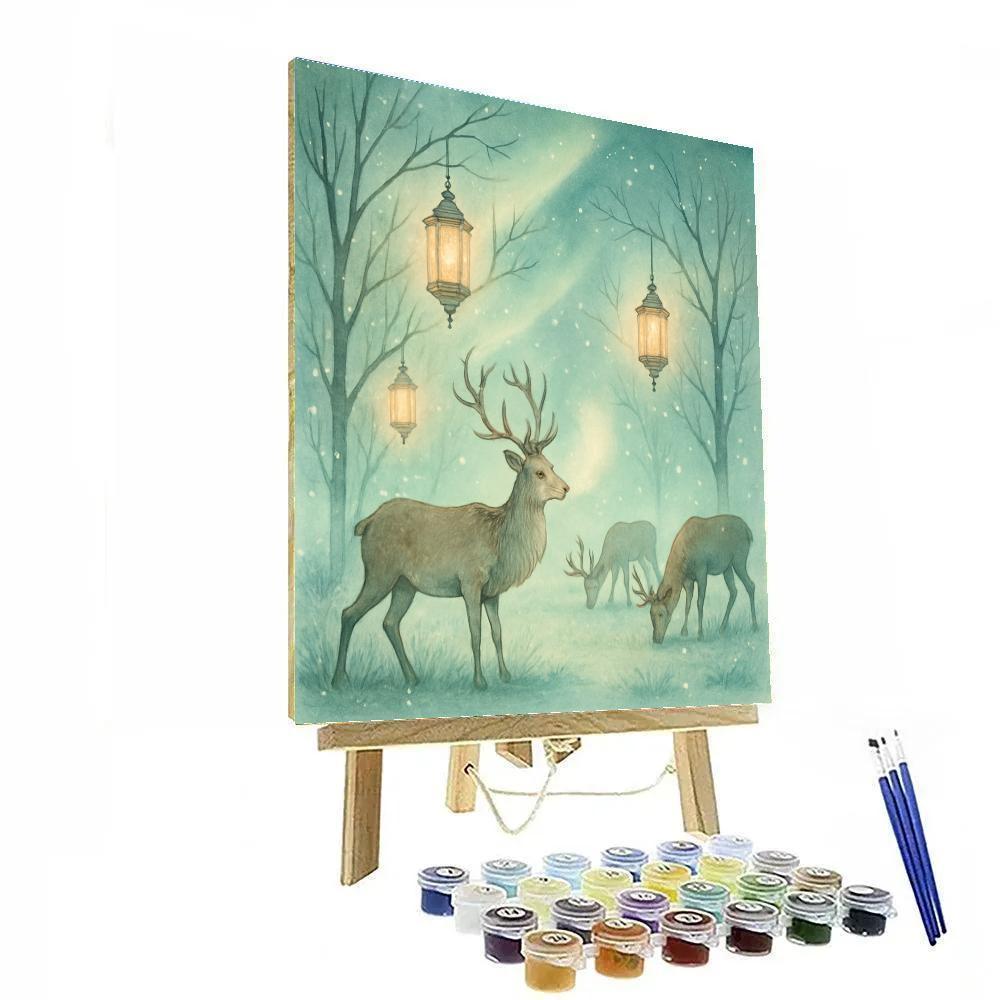 Reindeer Meadow Lanterns paint by number