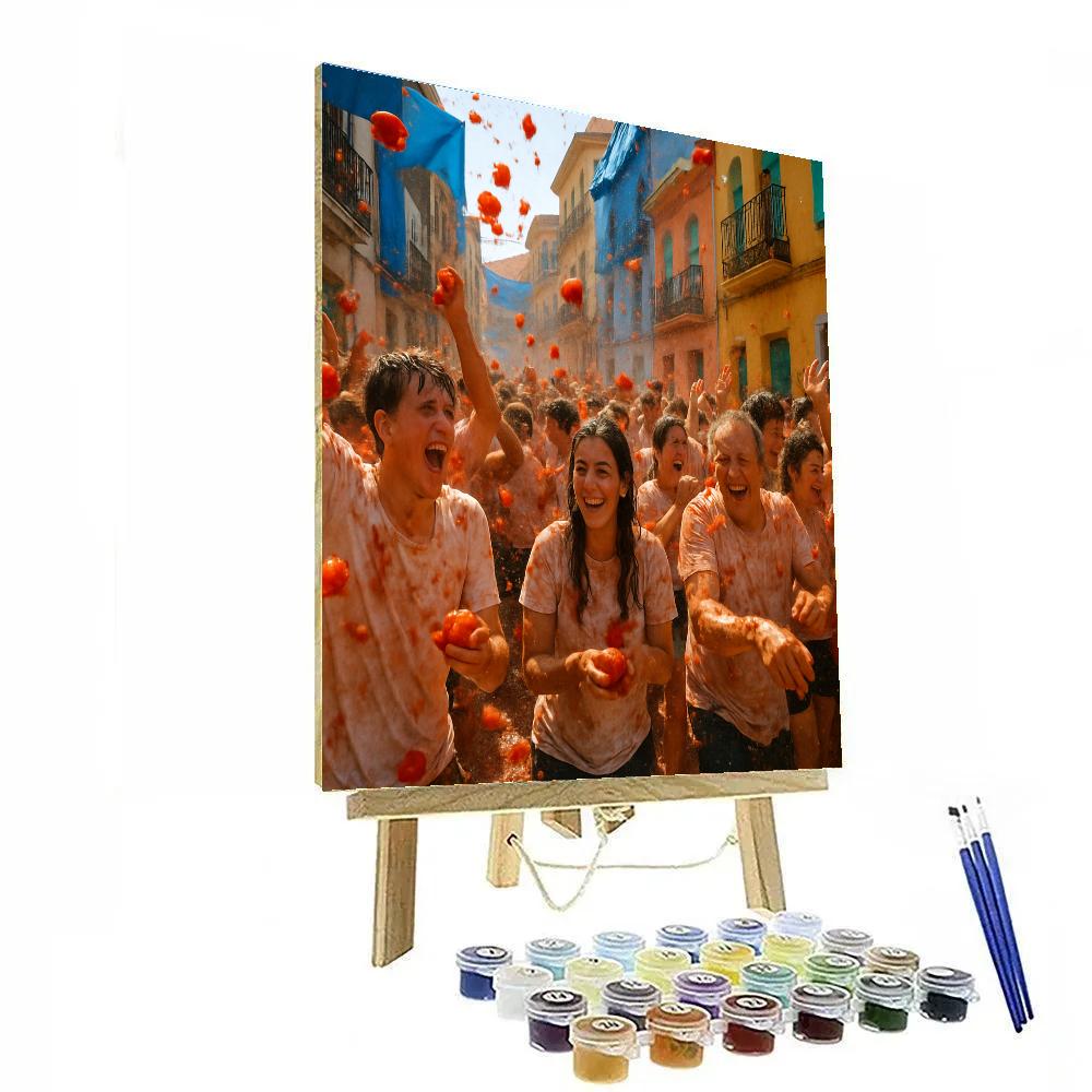 La Tomatina Food Fight Painting by numbers kit