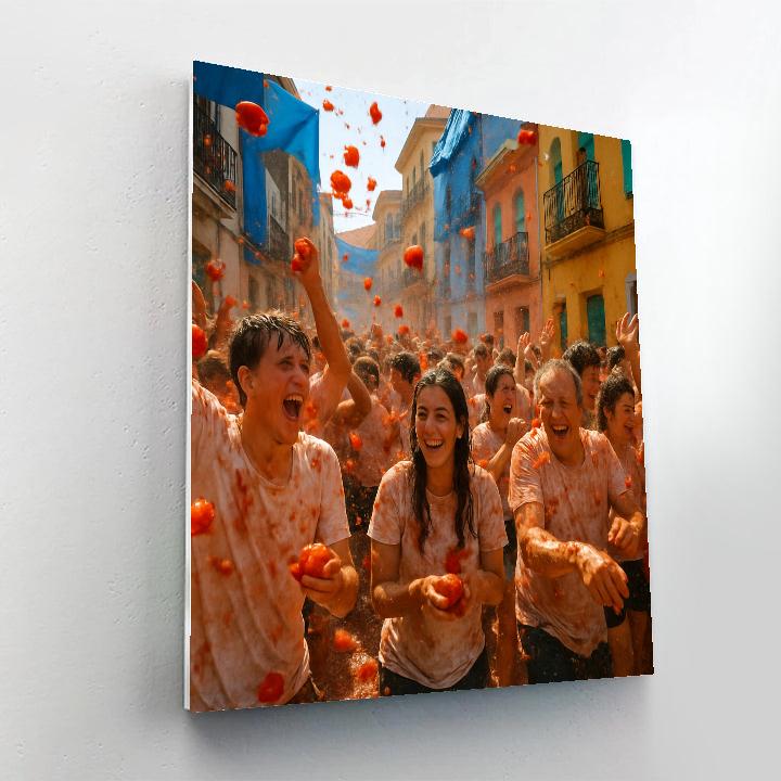 La Tomatina Food Fight Painting by numbers kit