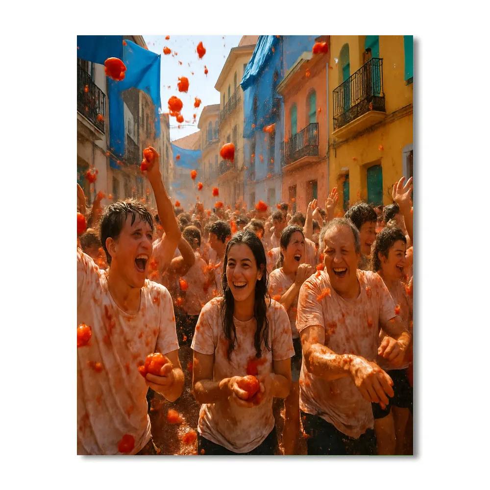 La Tomatina Food Fight Painting by numbers kit