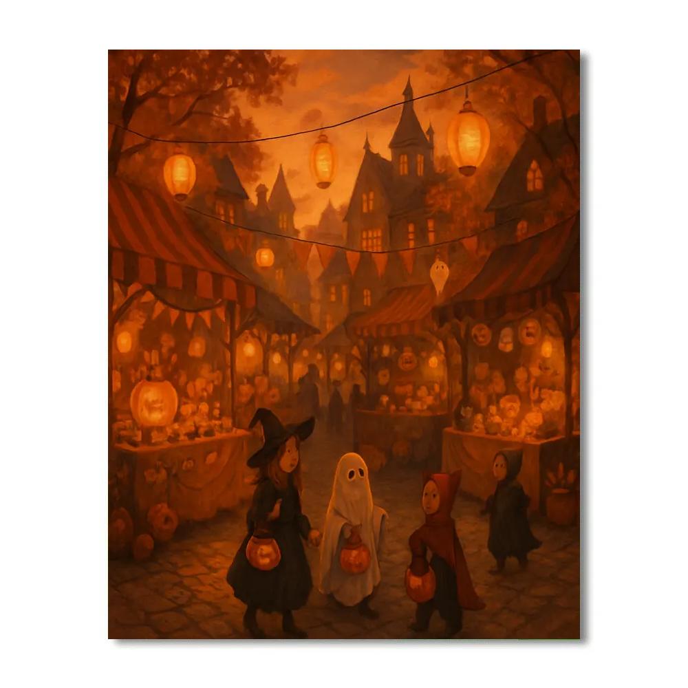 Lantern-Lit Halloween Town Paint by numbers kits