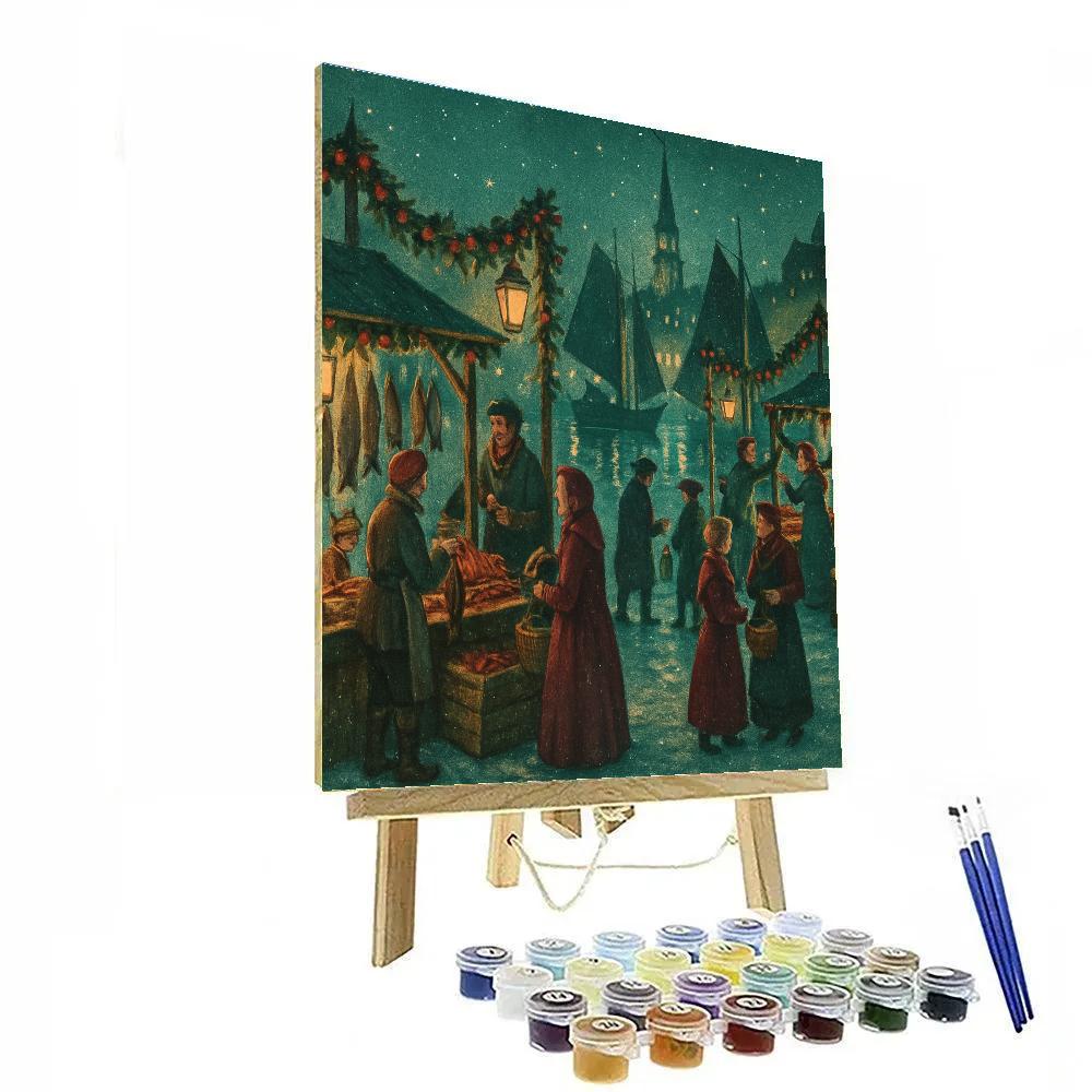 Holly Harbor Night Market painting number kit