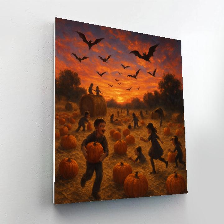 Autumn Skies Over Pumpkin Farm DIY paint by numbers
