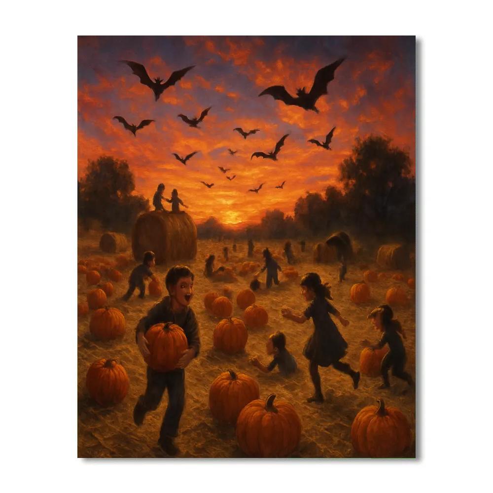Autumn Skies Over Pumpkin Farm DIY paint by numbers