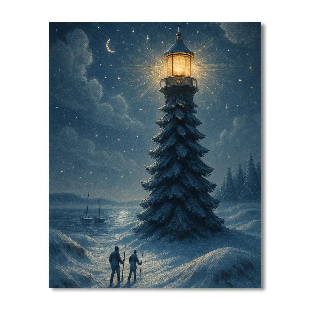 Pine Lantern Lighthouse paint by number