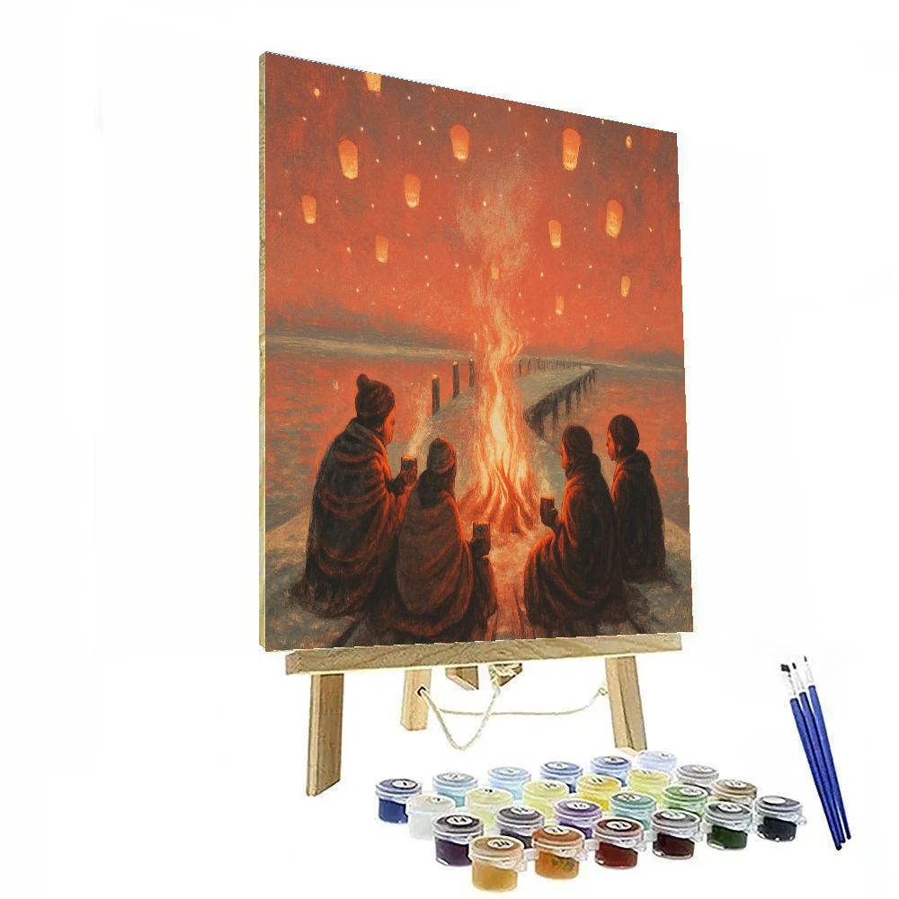 Crackling Pier Bonfire painting number kit