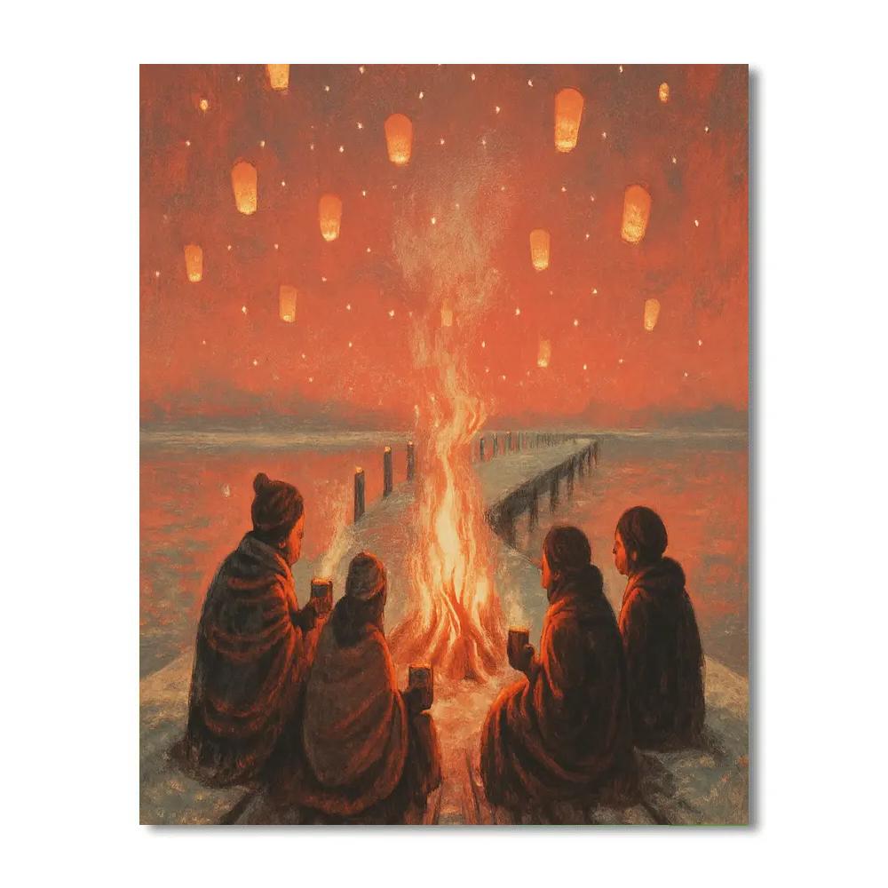 Crackling Pier Bonfire painting number kit