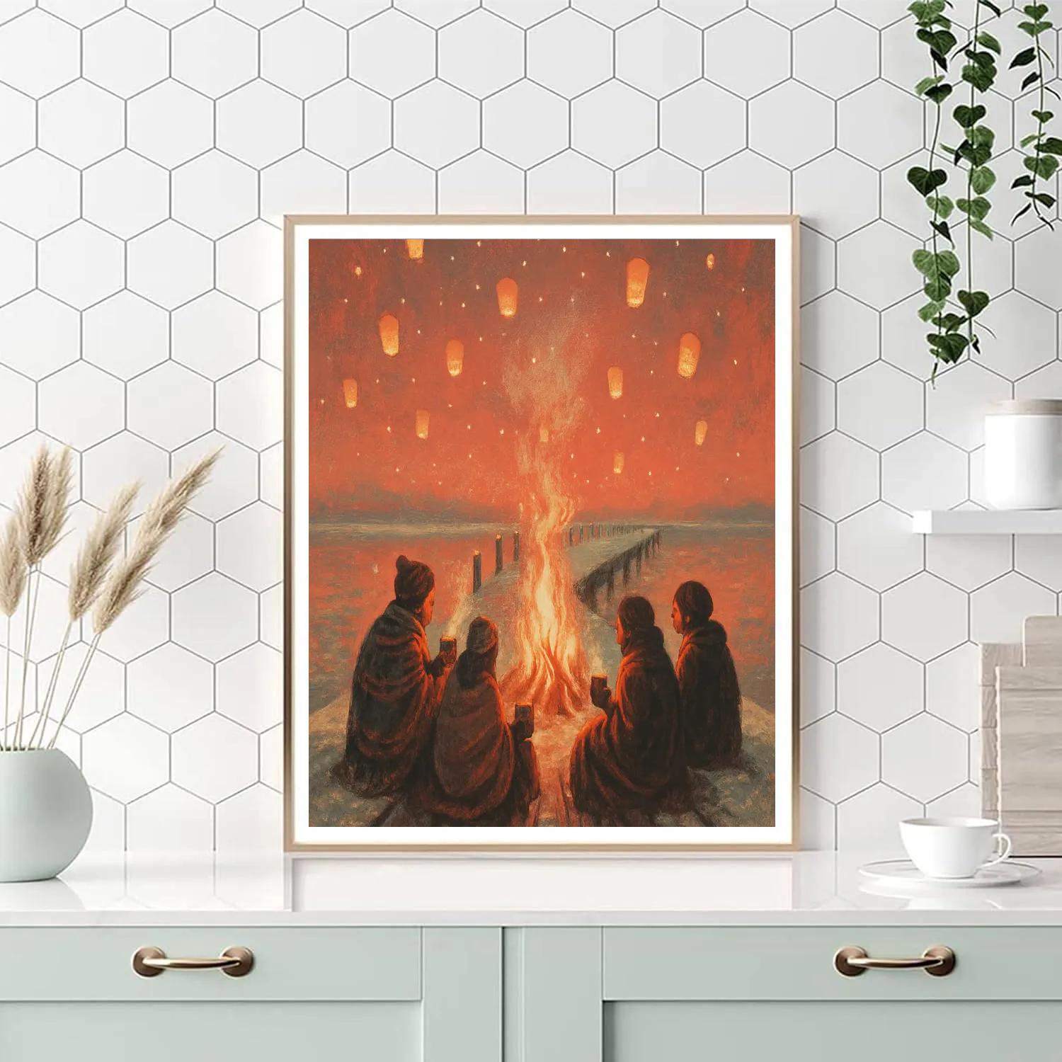 Crackling Pier Bonfire painting number kit