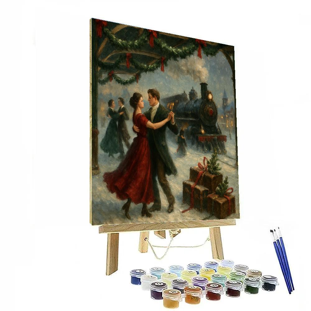 Evergreen Train Station Waltz paint by numbers