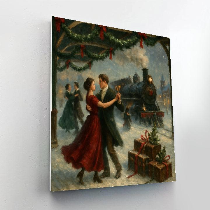 Evergreen Train Station Waltz paint by numbers