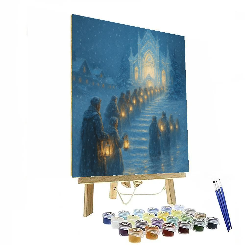 Lanterned Ice Chapel Procession Painting by numbers kit