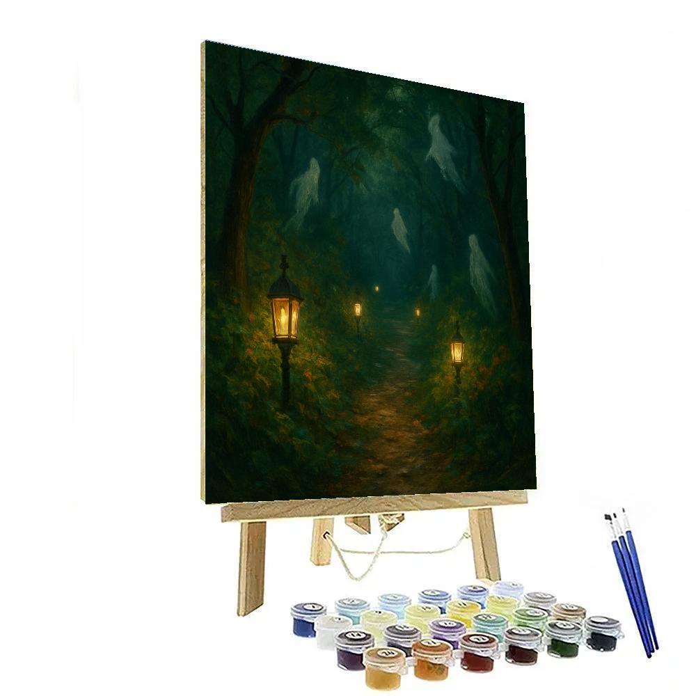 Eerie Lantern Forest Painting by numbers kit