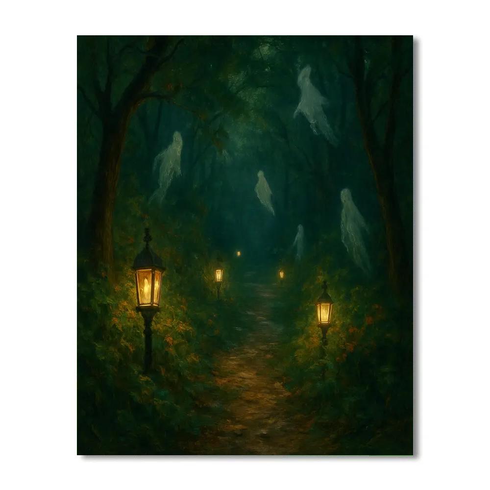 Eerie Lantern Forest Painting by numbers kit